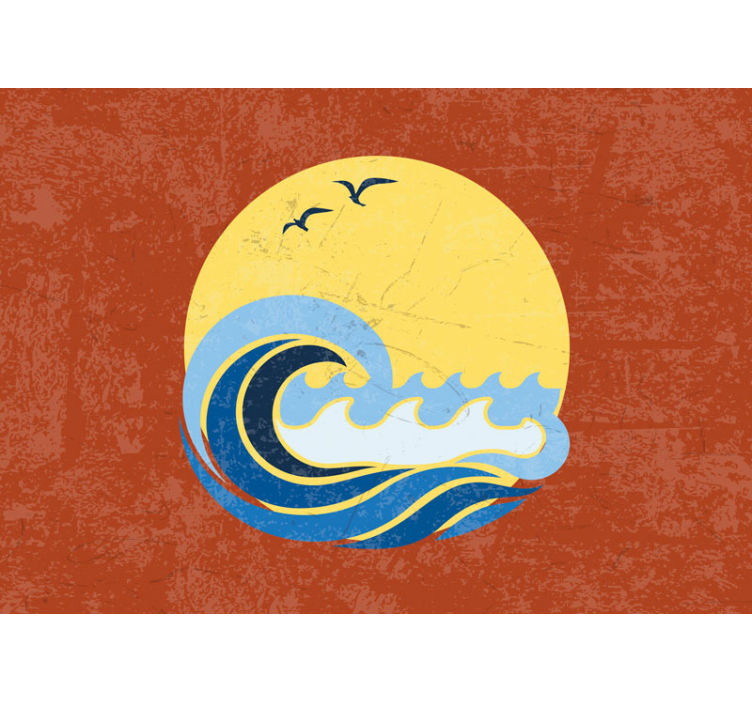 壁画 海 夕焼けの波のシーン - TENSTICKERS