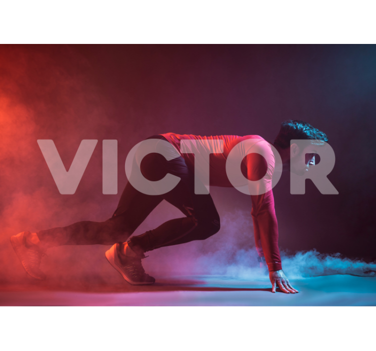 人の壁の壁画 ダイナミックなランナーのシルエット - TENSTICKERS