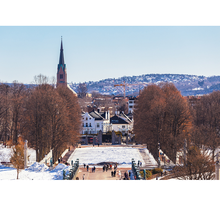 都市と国の壁の壁画美しい都市の街並み - TENSTICKERS