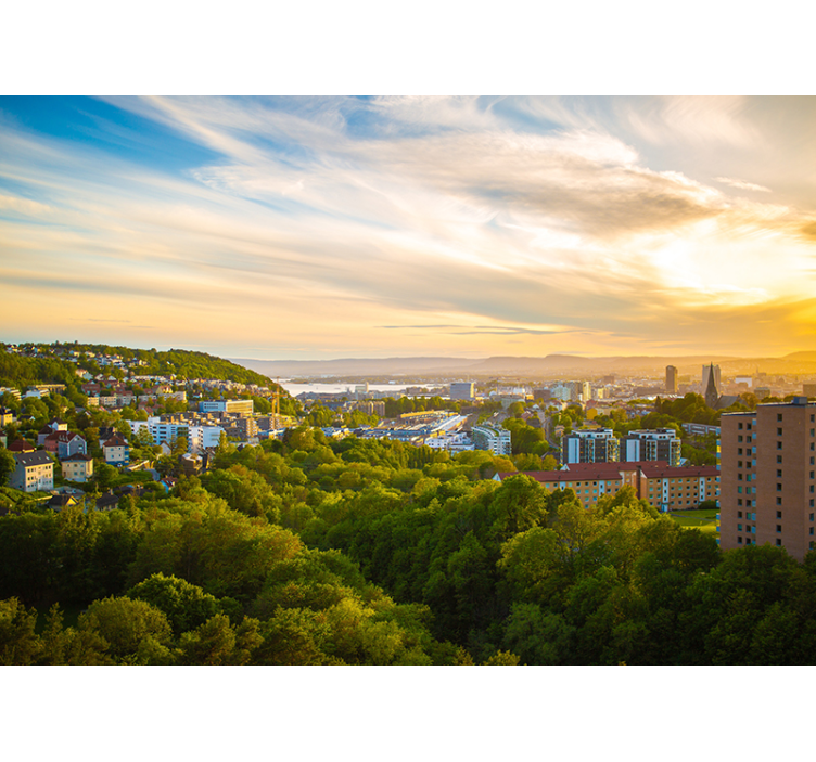 都市と国の壁の壁画 都市景観ビュー - TENSTICKERS