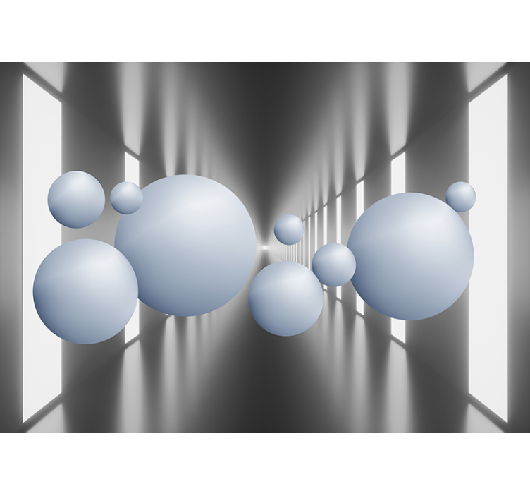 3d 壁画 浮遊する球体の配置 - TENSTICKERS