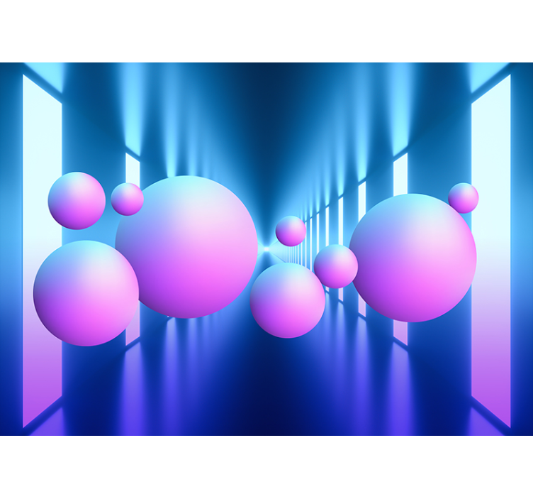 抽象的な壁の壁画 浮遊する球体の錯覚 - TENSTICKERS