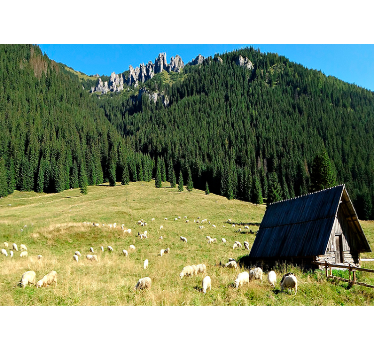 風景壁壁画 山の緑の風景 - TENSTICKERS