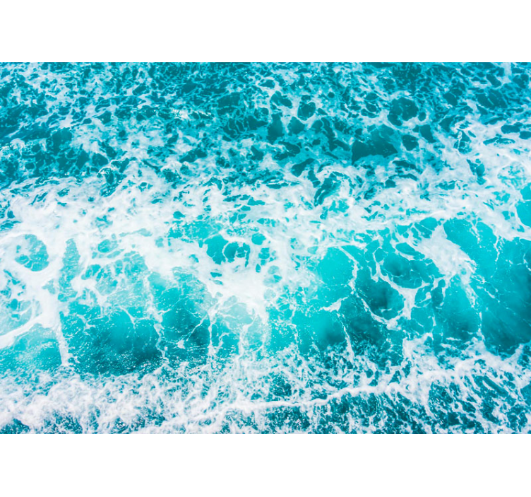 海の壁画の下の青の色合いの波 - TENSTICKERS