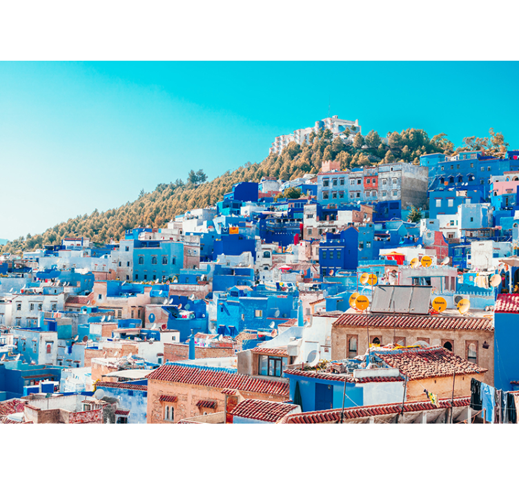 青い家の街の壁画 - TENSTICKERS