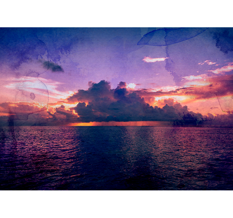 雲の海山壁壁画 - TENSTICKERS