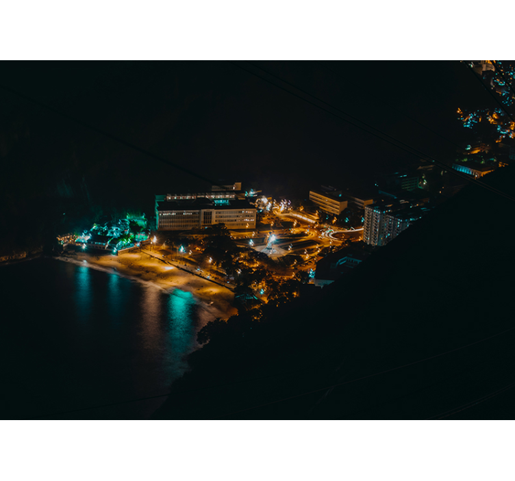 都市と国の壁の壁画夜の都市景観 - TENSTICKERS