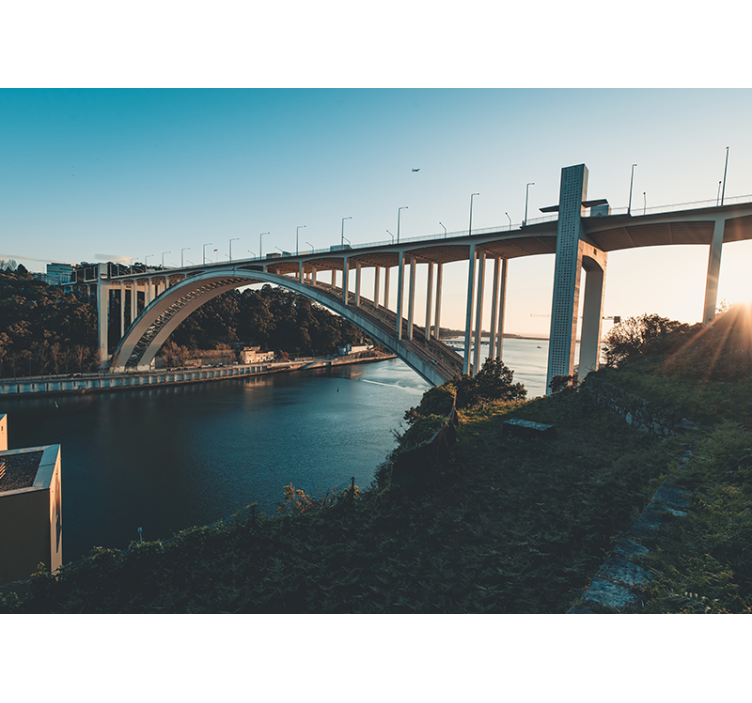 都市と国の壁の壁画 建築橋の眺め - TENSTICKERS