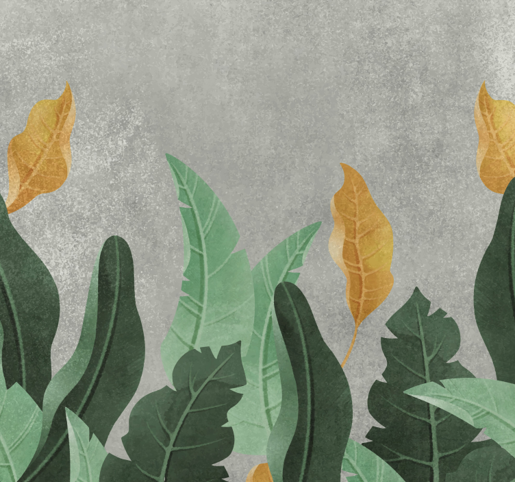 リビングルームの壁画 混凝土上の植物 - TENSTICKERS