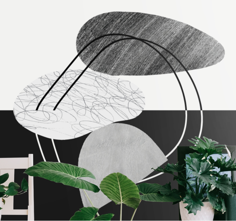 抽象的な壁の壁画幾何学的モノシェイプ - TENSTICKERS