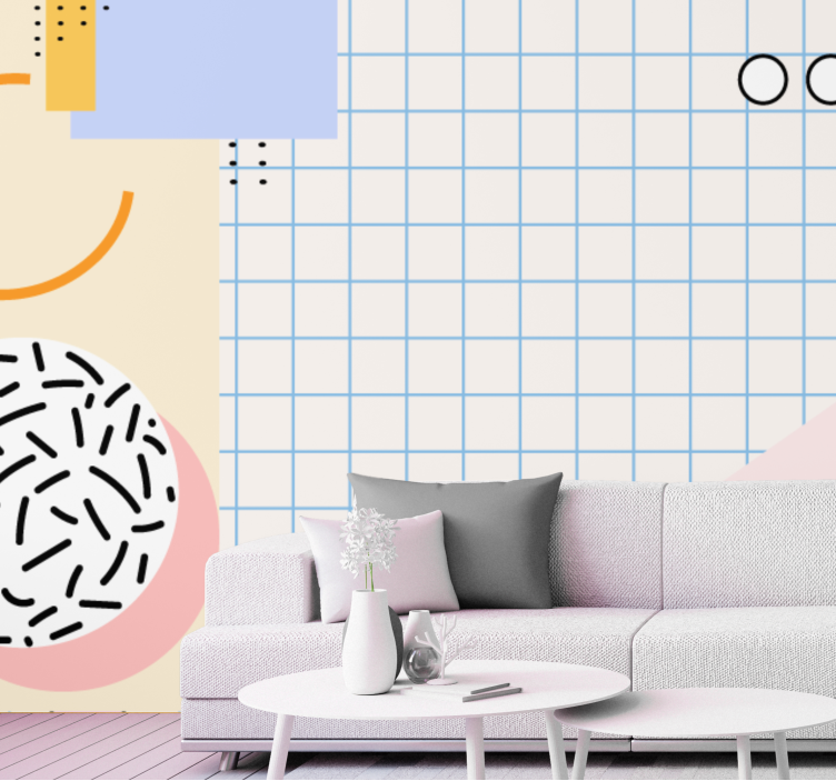 抽象的な壁の壁画幾何学的形状の構成 - TENSTICKERS