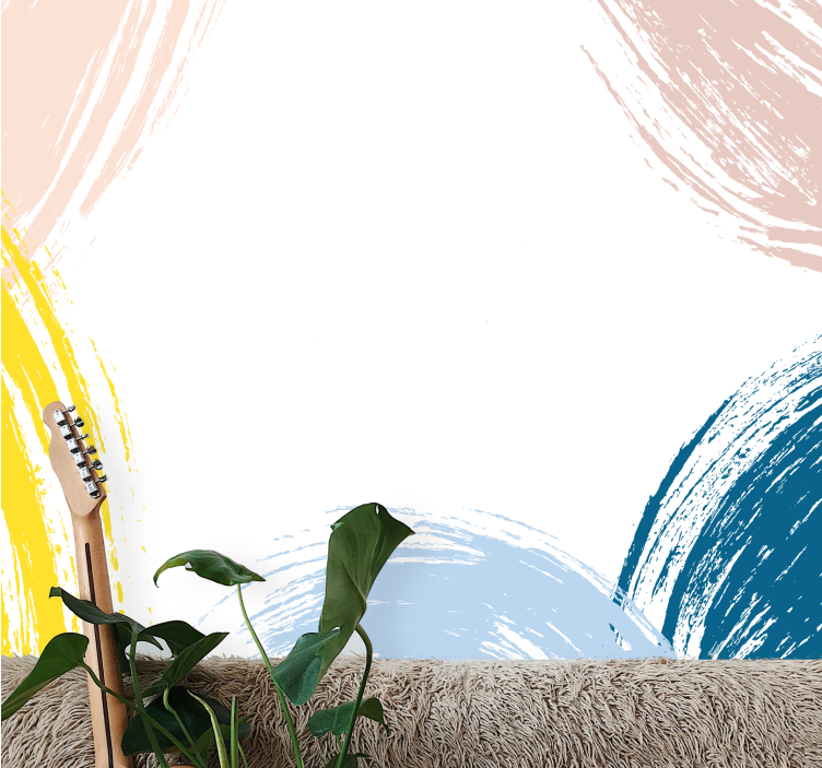 抽象的な壁の壁画ミニマリスティックなブラシストローク - TENSTICKERS