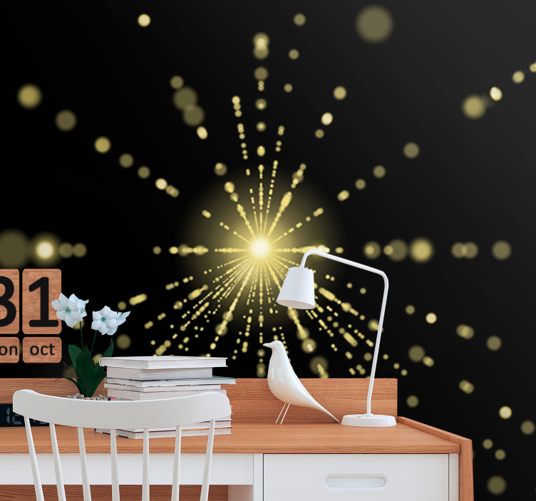 抽象的な壁の壁画 輝く光のバースト - TENSTICKERS