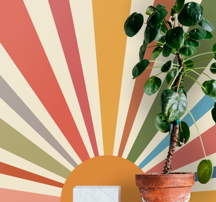 抽象的な壁の壁画朝日の光線パターン - TENSTICKERS