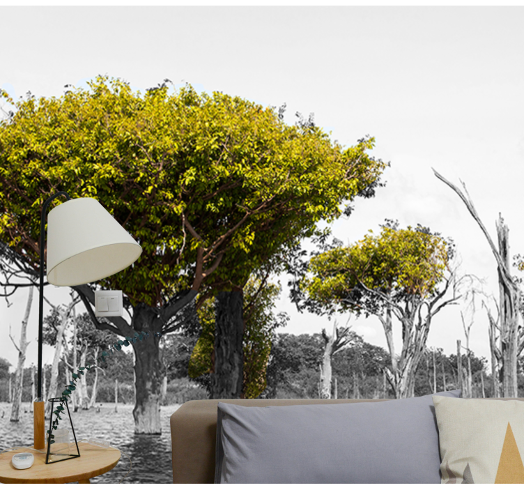 アフリカ風の壁画大きな乾燥した木々 - TENSTICKERS