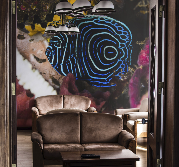 動物 壁画 青い魚の模様 - TENSTICKERS