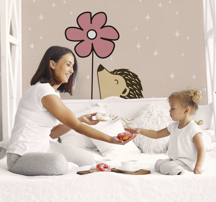 動物 壁画 ハリネズミと花 - TENSTICKERS