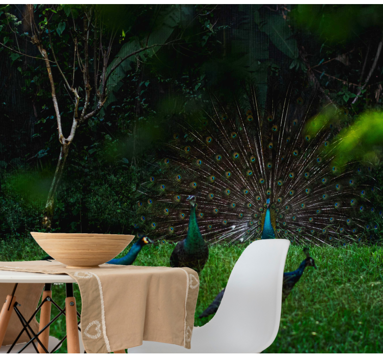 動物 壁画 孔雀の羽を広げる - TENSTICKERS