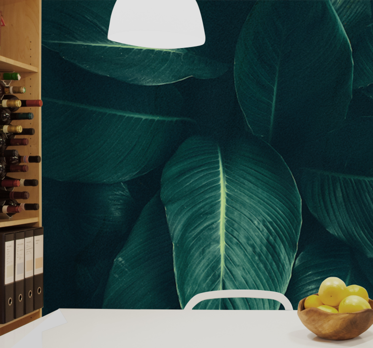 大きな緑の熱帯の葉自然の壁の壁画 - TENSTICKERS