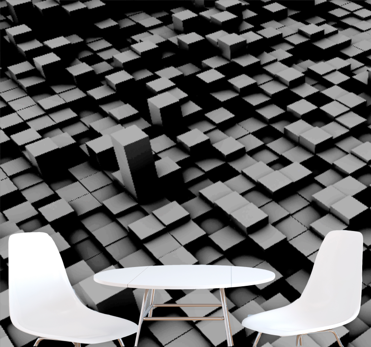 黒い立方体の背景3d壁壁画 - TENSTICKERS