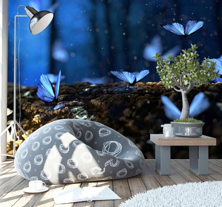 青い蝶の壁の壁画 - TENSTICKERS