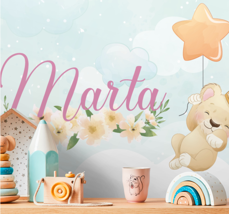 子供の寝室 壁画 かわいいライオンのバルーン - TENSTICKERS