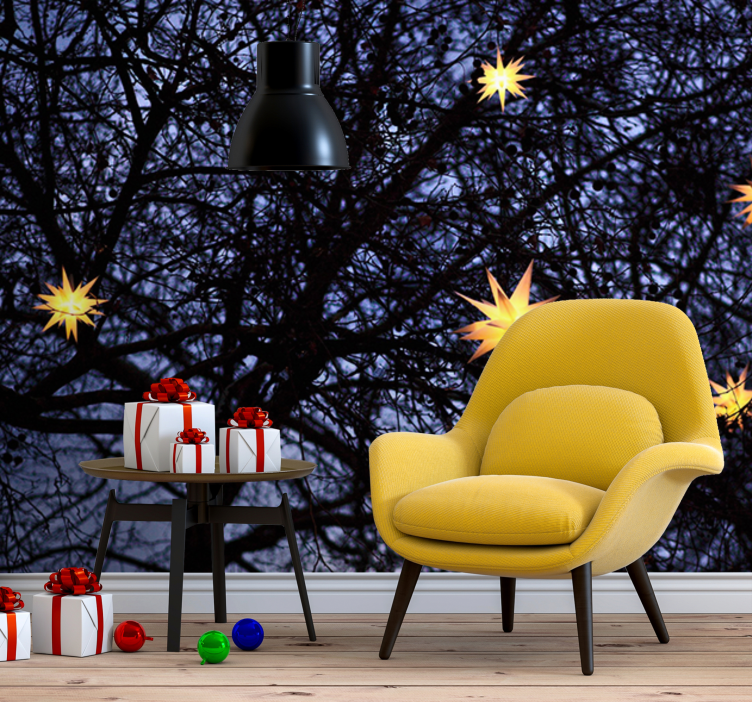 クリスマス 壁画 黄金の星空の夜 - TENSTICKERS