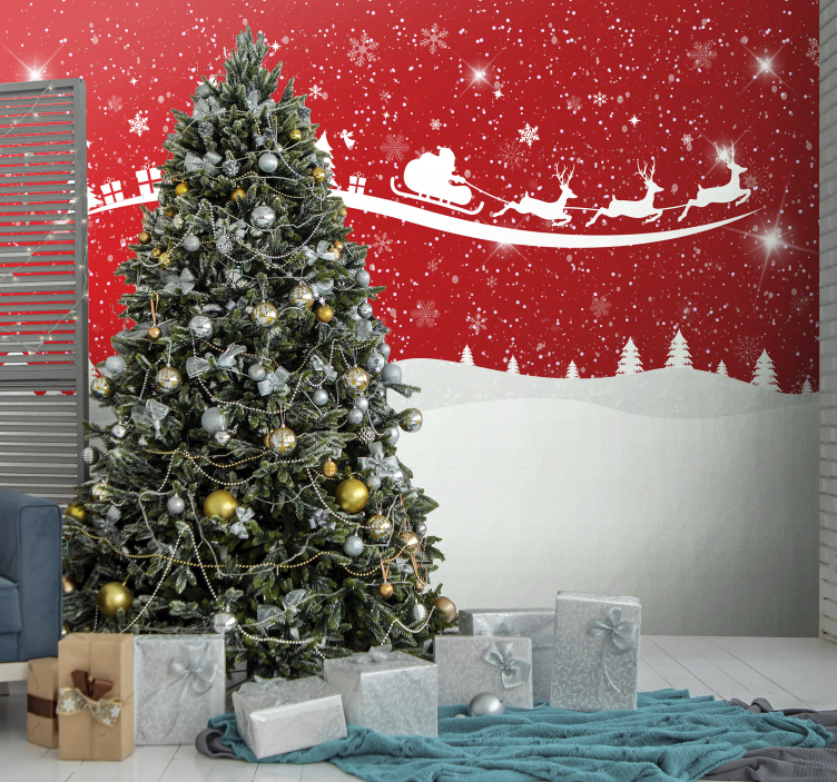 クリスマス 壁画 サンタのソリディスプレイ - TENSTICKERS