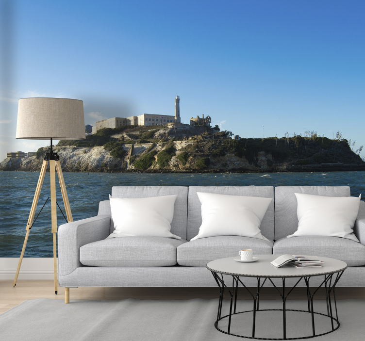 都市と国の壁の壁画 アルカトラズ島の景色 - TENSTICKERS