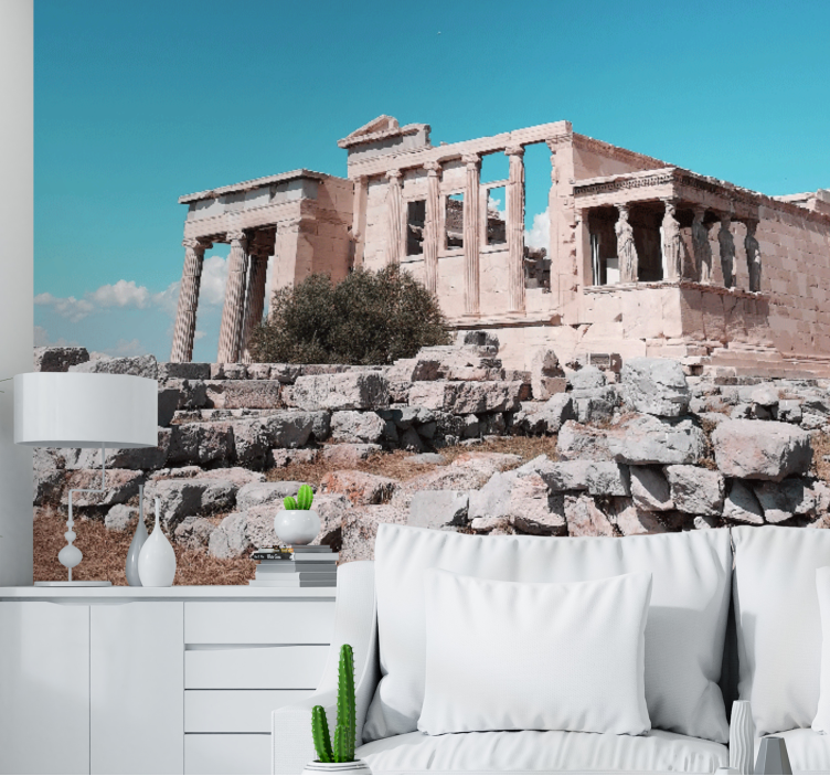 都市と国の壁の壁画古代寺院の遺跡 - TENSTICKERS