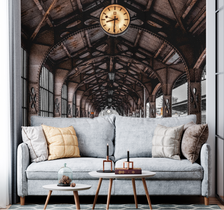 都市と国の壁の壁画時計台駅アーチウェイ - TENSTICKERS