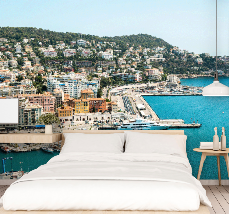 都市と国の壁の壁画海岸の都市景観ビュー - TENSTICKERS