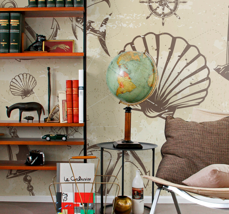 都市と国の壁の壁画海のナautical要素 - TENSTICKERS