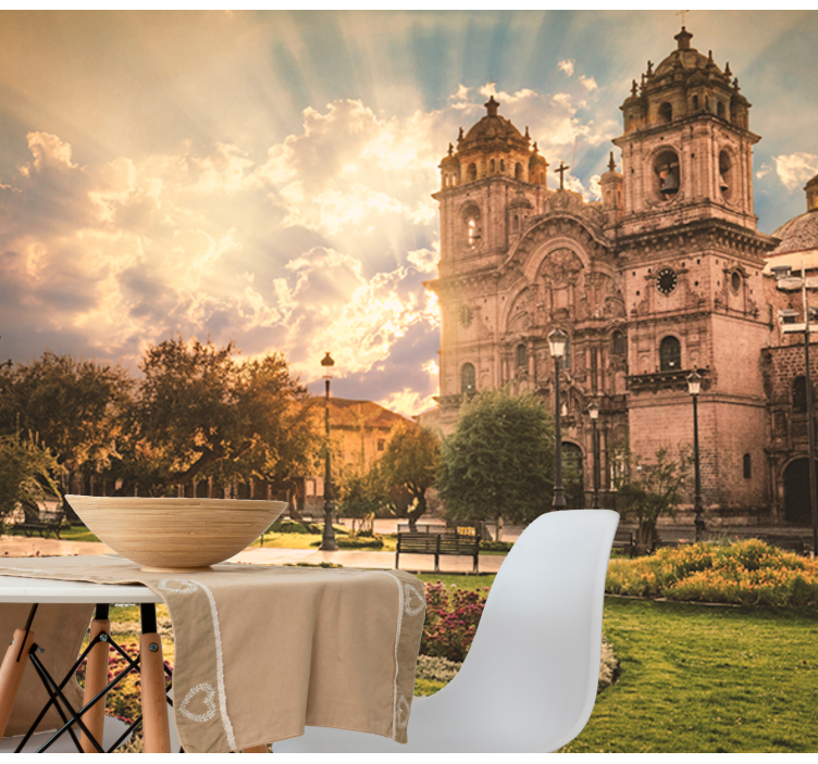 都市と国の壁の壁画クスコ大聖堂の夕日 - TENSTICKERS