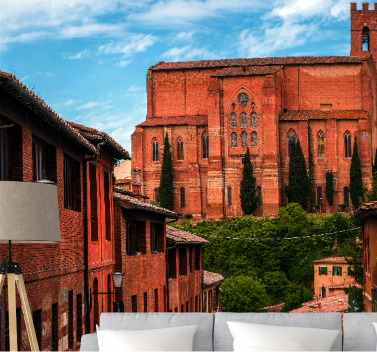 都市と国の壁の壁画歴史的トスカーナ大聖堂 - TENSTICKERS