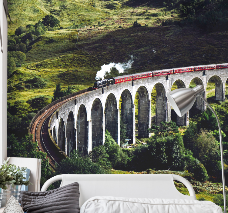 都市と国の壁の壁画アイコニック鉄道橋 - TENSTICKERS