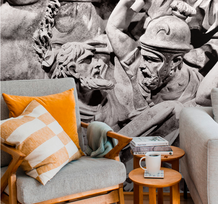 クラシックアート 壁の壁画 古代の戦闘シーン - TENSTICKERS