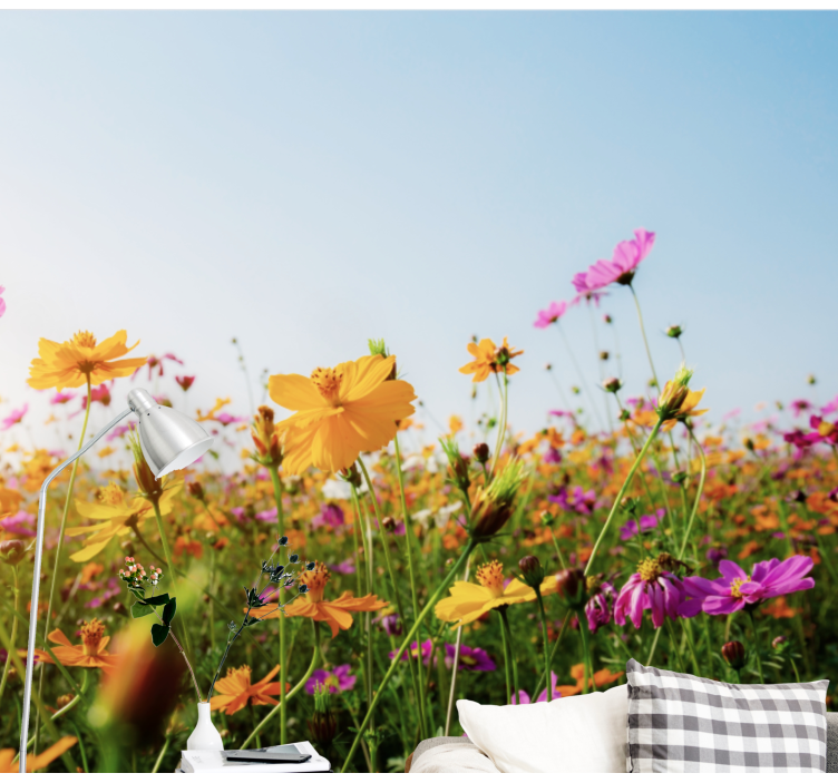 花 柄 壁画 カラフルな花々の壁画 - TENSTICKERS