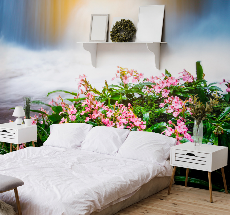 花 柄 壁画 繊細なピンクの花 - TENSTICKERS