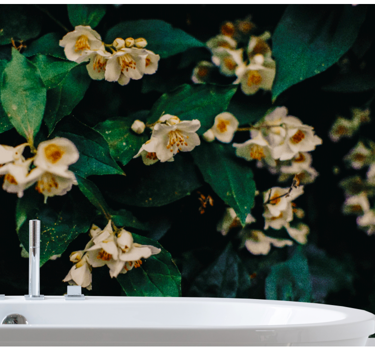 花 柄 壁画 繊細な白い花々 - TENSTICKERS