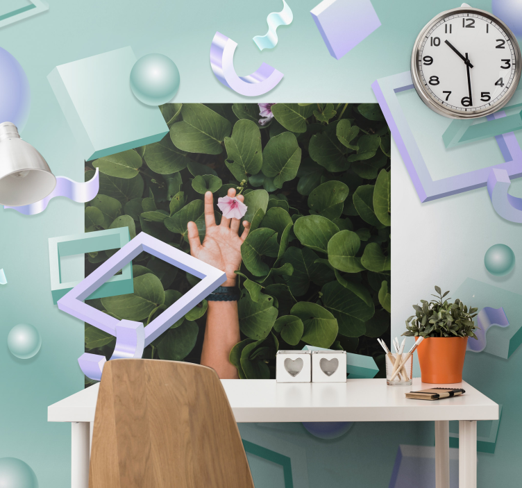 花 柄 壁画 花を持つ手 - TENSTICKERS