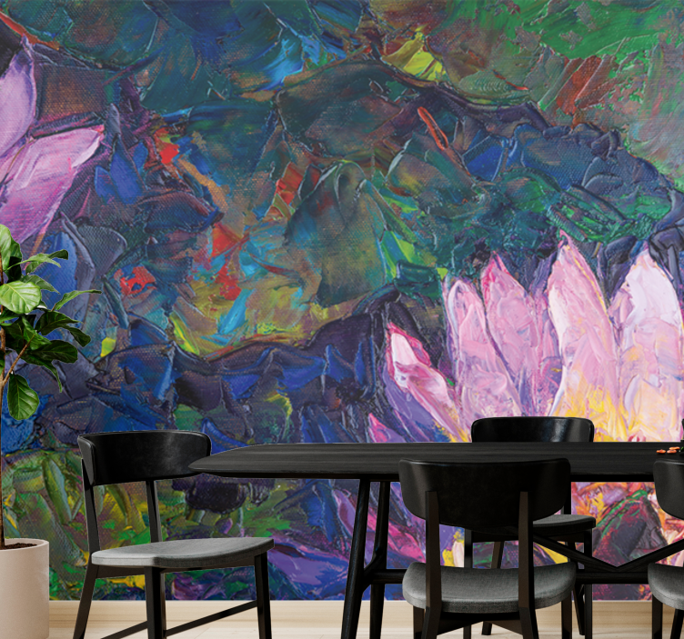 花 柄 壁画 蓮の花 抽象画 - TENSTICKERS