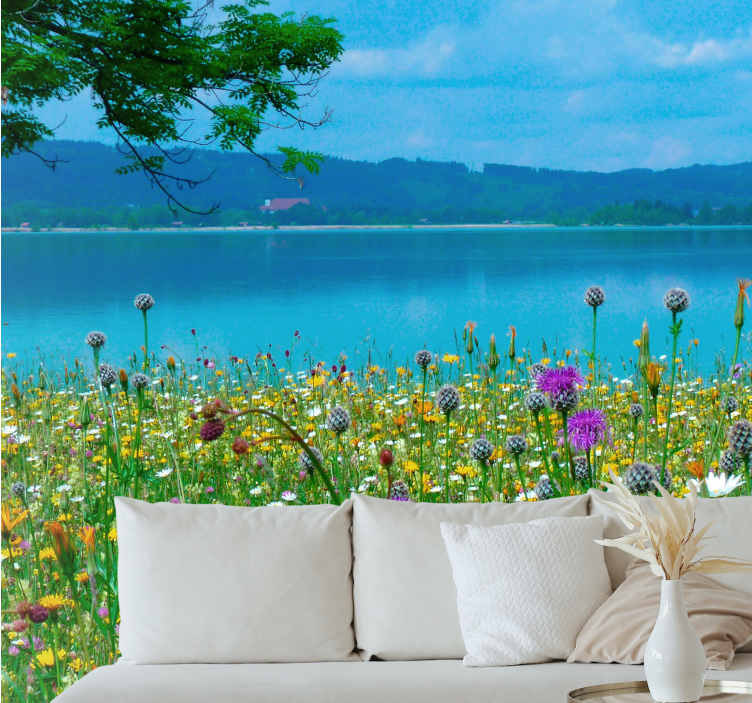 花 柄 壁画 豊かな草原の花々 - TENSTICKERS