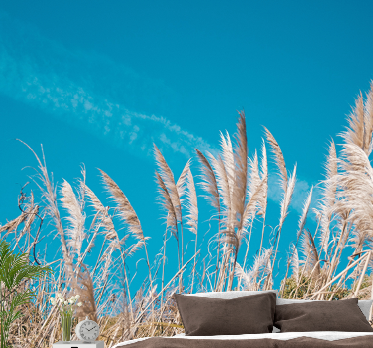 花 柄 壁画 パンパスグラスの静けさ - TENSTICKERS