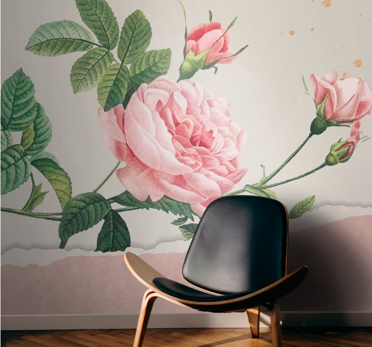 花 柄 壁画 ピンクローズブーケ - TENSTICKERS