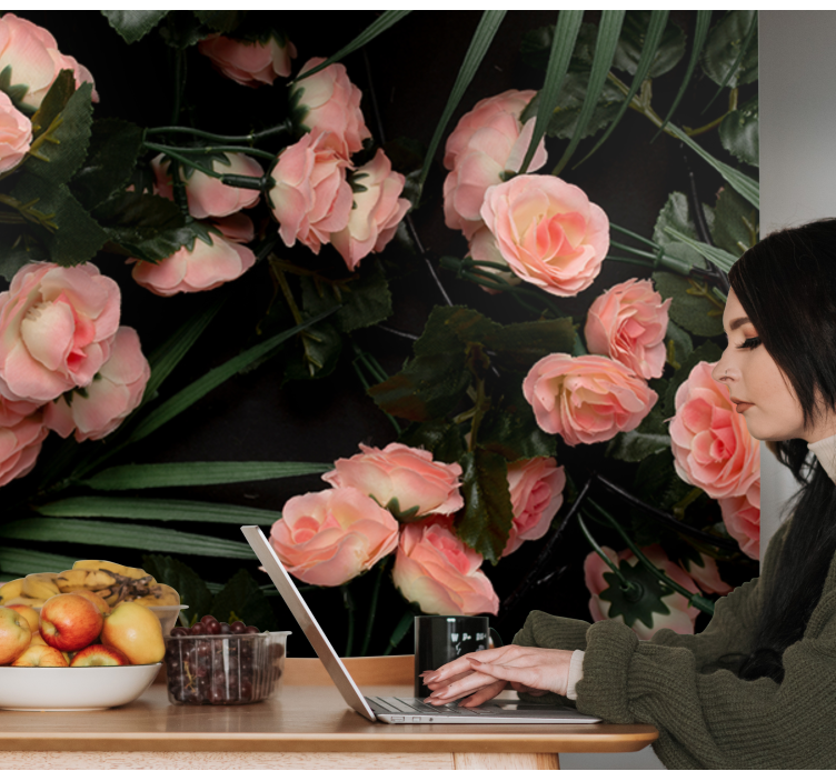 花 柄 壁画 柔らかいピンクのバラ - TENSTICKERS