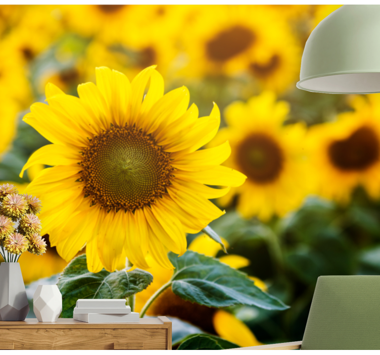 花 柄 壁画ひまわり畑の花が咲く - TENSTICKERS