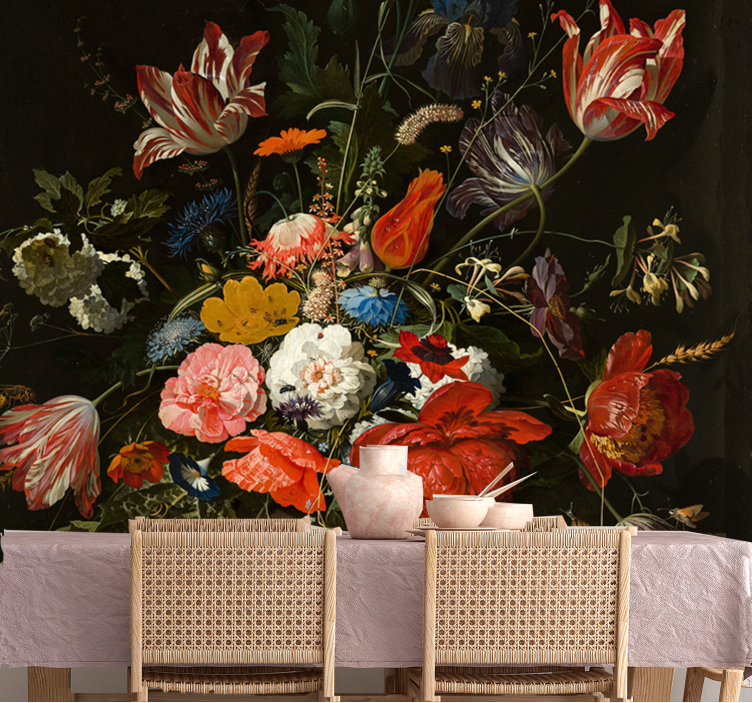 花 柄 壁画 鮮やかな花束 - TENSTICKERS