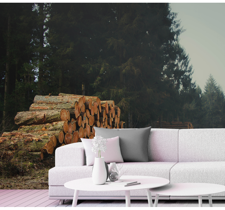 森の丸太杭壁壁画 - TENSTICKERS