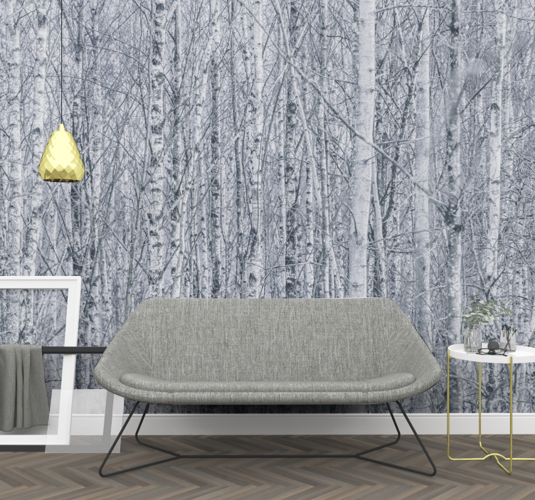 森の壁の壁画白樺の森の野生 - TENSTICKERS